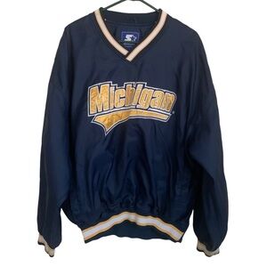 Vintage Michigan Wolverines 80s 90s Embroidered Spellout Starter Sideline Jacket